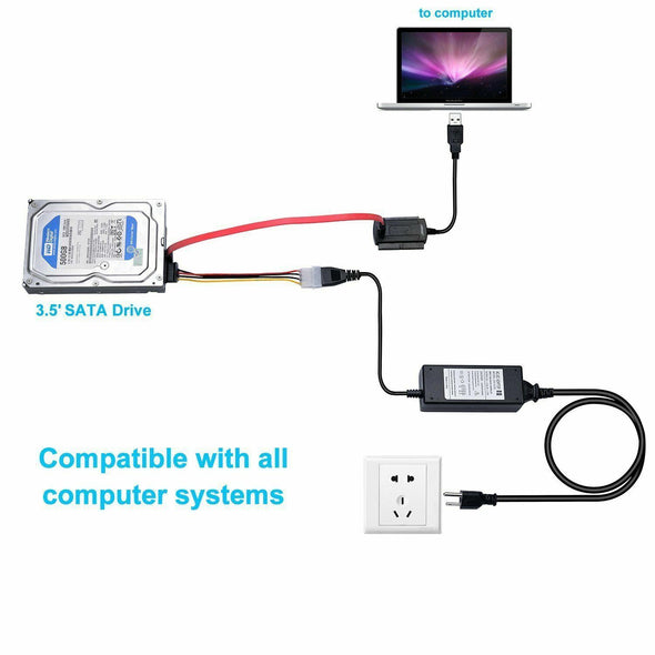 20 x SATA/PATA/IDE to USB 2.0 Adapter Converter Cable Hard Drive Disk 2.5" 3.5"