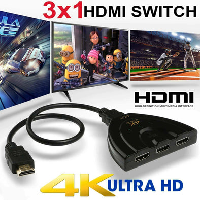 2K 4K 3in 1out HDMI Switch Hub Splitter TV Switcher Adapter Ultra HD for HDTV PC