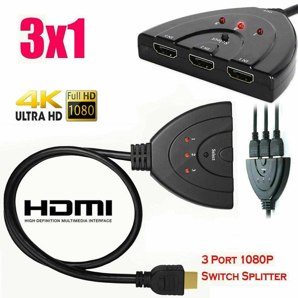 3 in 1 out HDMI converter Auto Select 4K 1080P HDMI Switch Switcher PS4 PRO XBox