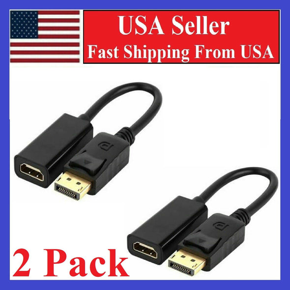 2X Display Port to HDMI Male Female Adapter Converter Cable DP to HDMI