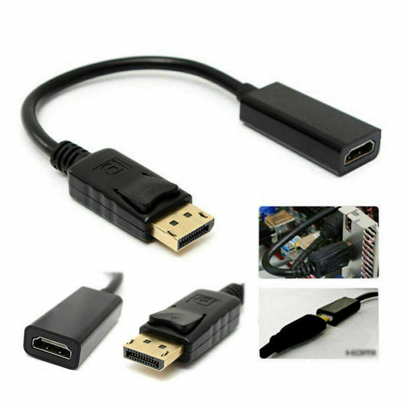 2X Display Port to HDMI Male Female Adapter Converter Cable DP to HDMI