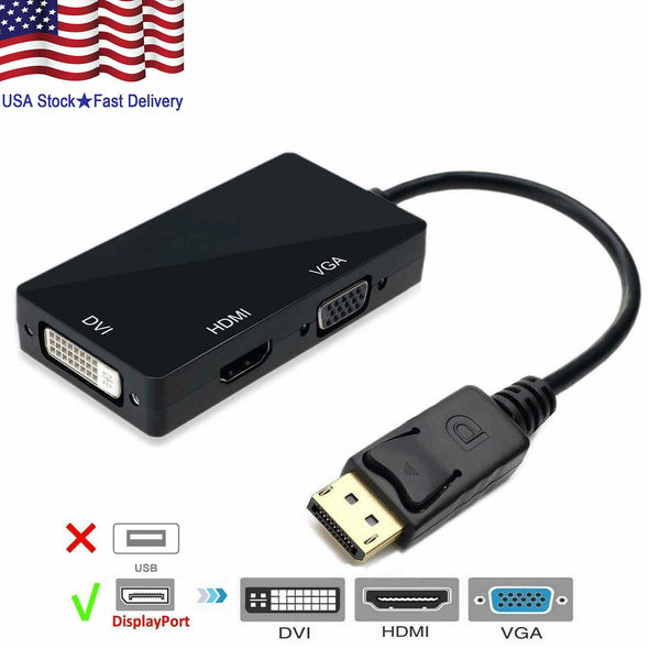 3 In 1 Displayport DP Male To HDMI/DVI/VGA Female Adapter Converter Cable 1080P