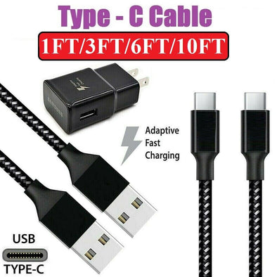 1/3/6/10Ft Fast Charger Type C USB-C Cable For S8 S9 S10 Edge Plus Note 8 10 N8