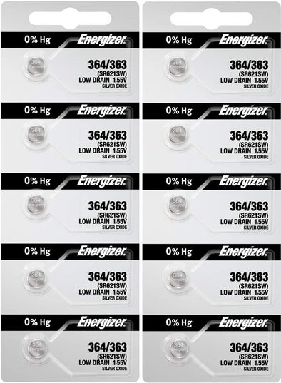 10 x Fresh Stock Energizer Watch Silver Oxide Batteries 364/363 SR621SW Battery