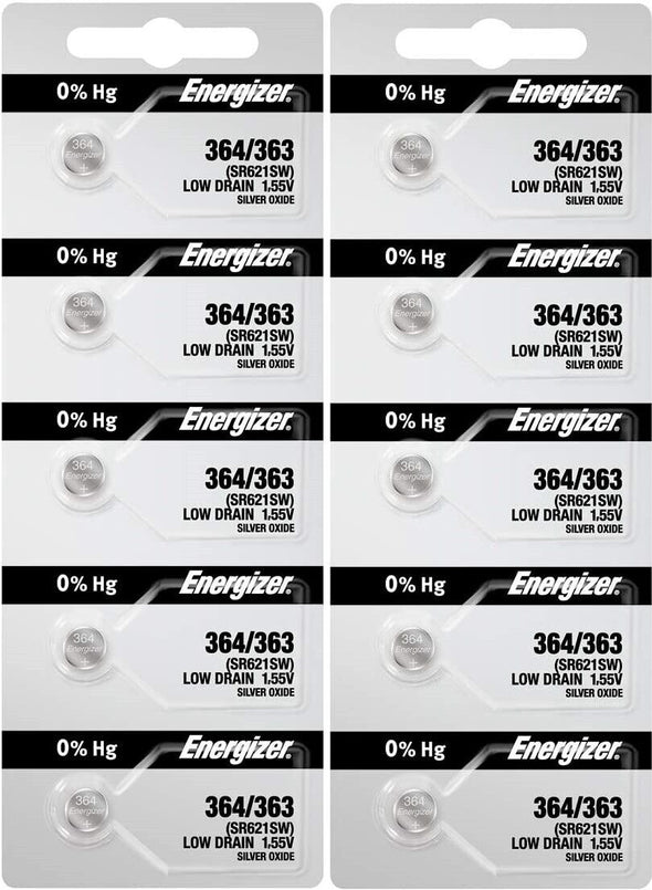 10 x Fresh Stock Energizer Watch Silver Oxide Batteries 364/363 SR621SW Battery