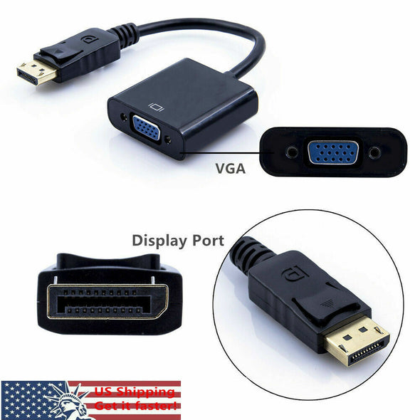 100 x Display Port DP to VGA Adapter Cable cord 1080P for laptop desktop Monitor