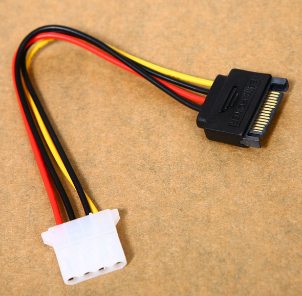 2 x Male Female 4-pin Power Drive Adapter adaptor Cable to Molex IDE SATA 15-pin