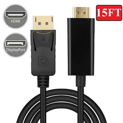 15 FT Display Port DP to HDMI Cable Adapter Converter Audio Video PC HDTV 1080P