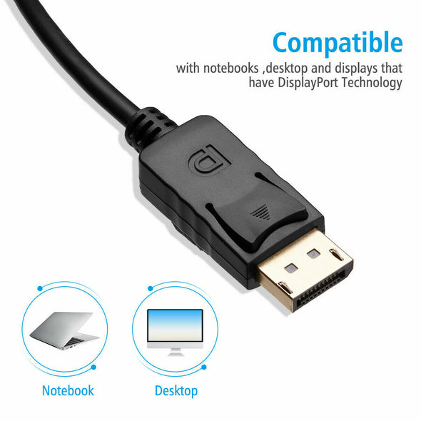 15 FT Display Port DP to HDMI Cable Adapter Converter Audio Video PC HDTV 1080P