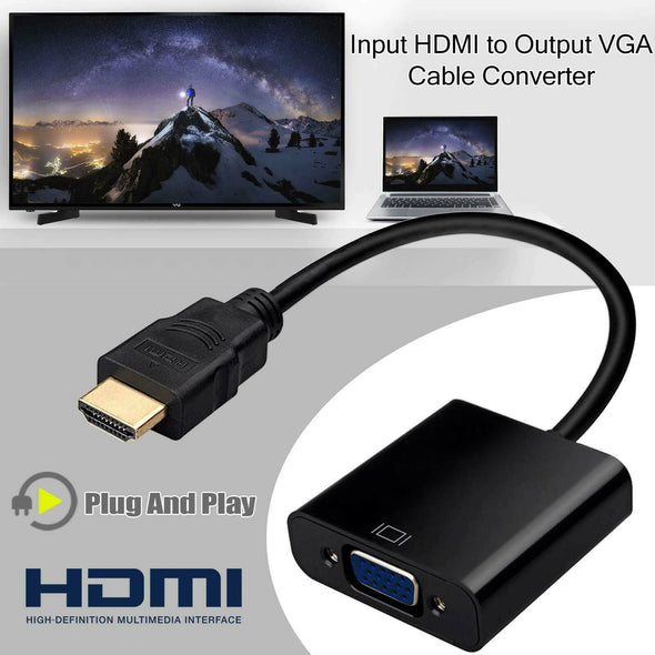 1080P HDMI Male to VGA Female Video Cable Cord Converter Adapter For PC Monitor