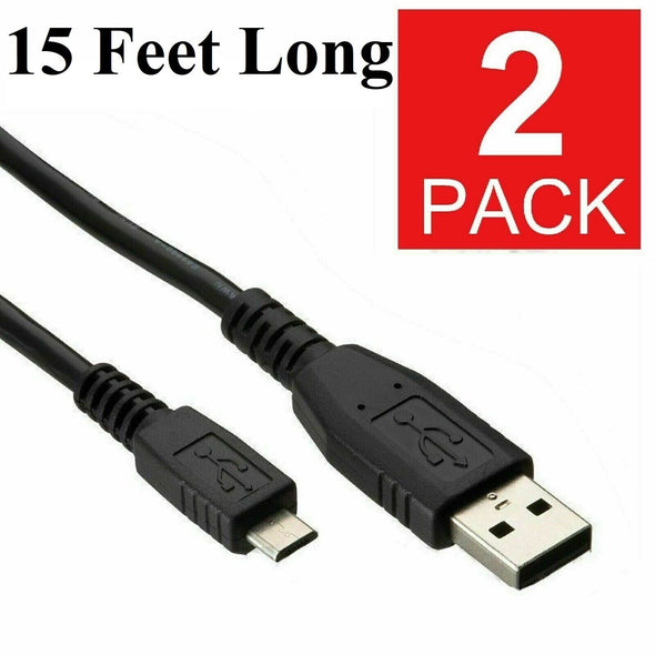 2 x 15ft Micro USB Data Sync Charger Charging Cable Cord PS4 Xbox One Controller