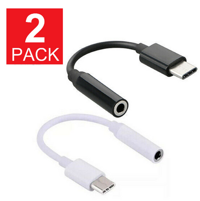 2x USB-C Type C Adapter Port to 3.5MM Aux Audio Jack Earphone Headphone Cable