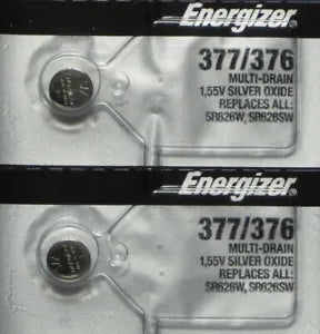 2 PCS Energizer 377 376 Silver Oxide 1.55 Volts LOW DRAIN D377 SB-AW SR626SW SR6