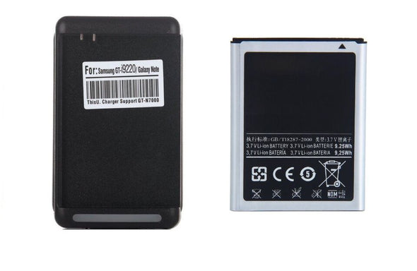 1 2 3 Samsung Batteries EB615268VA + Wall Charger for Galaxy Note 1 i9220, N7000