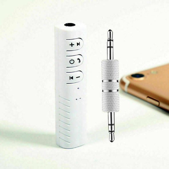 Wireless Bluetooth Receiver 3.5mm AUX Audio Stereo Hands Free Car Adapter White