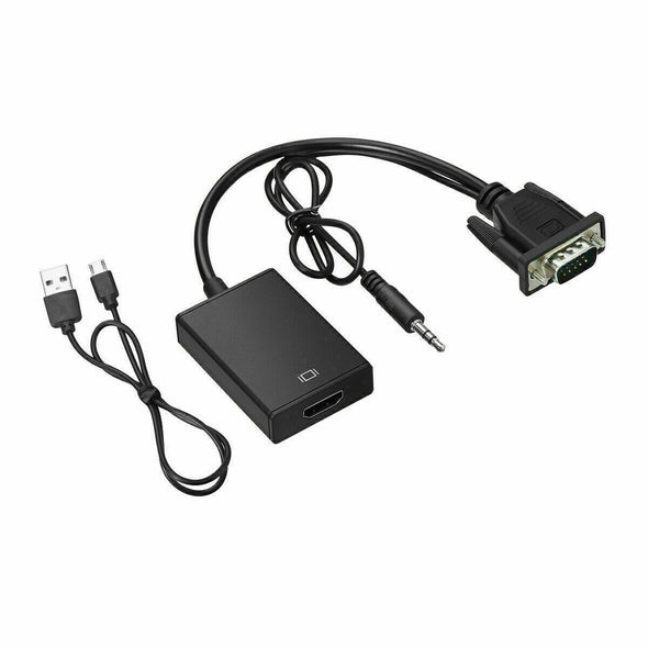 VGA To HDMI Converter 1080P HD Adapter With Audio Cable For HDTV PC Laptop TV US