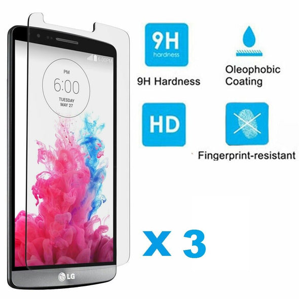 Lot of 3 Premium Real Tempered 9H Glass Screen Protector Skin Film For LG G3 G 3