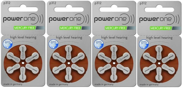 24 x Powerone Mercury Free Hearing Aid Batteries Size 312 Power one Exp Sep 2024