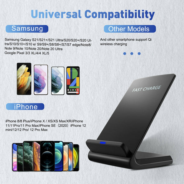 Qi Wireless Phone Charger Fast Charging Stand Dock for Samsung iPhone Universal