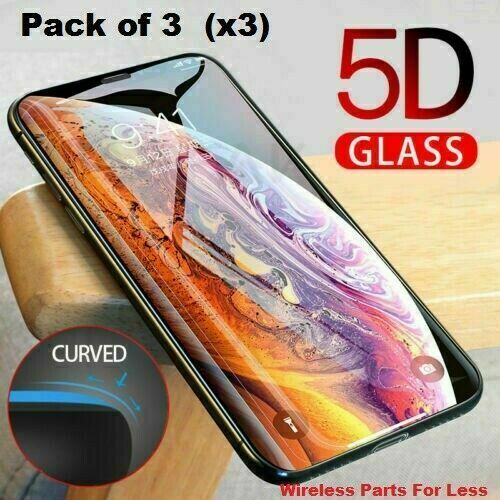 3 x Full Coverage Tempered Glass Protector For iPhone X XS XR 11 12 13 Pro MAX