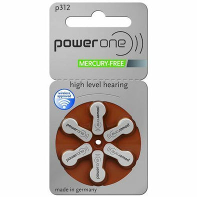 6 x Powerone Mercury Free Hearing Aid Batteries Size 312 Power one Exp. Dec 2023