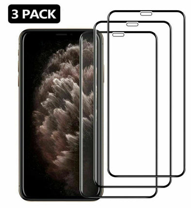 3 x Full Coverage Tempered Glass Protector For iPhone X XS XR 11 12 13 Pro MAX