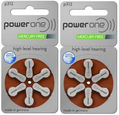 12 x Powerone Mercury Free Hearing Aid Batteries Size 312 Power one Exp Sep 2024