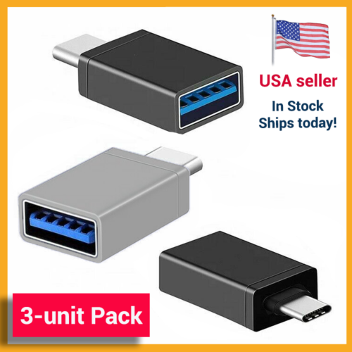 3-Pack USB-C 3.1 Male to USB A Female Adapter Converter OTG Type C Android Phone