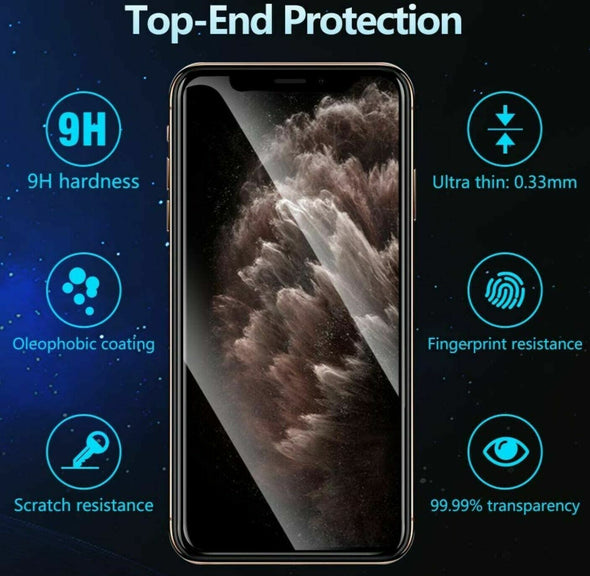 3 x Full Coverage Tempered Glass Protector For iPhone X XS XR 11 12 13 Pro MAX