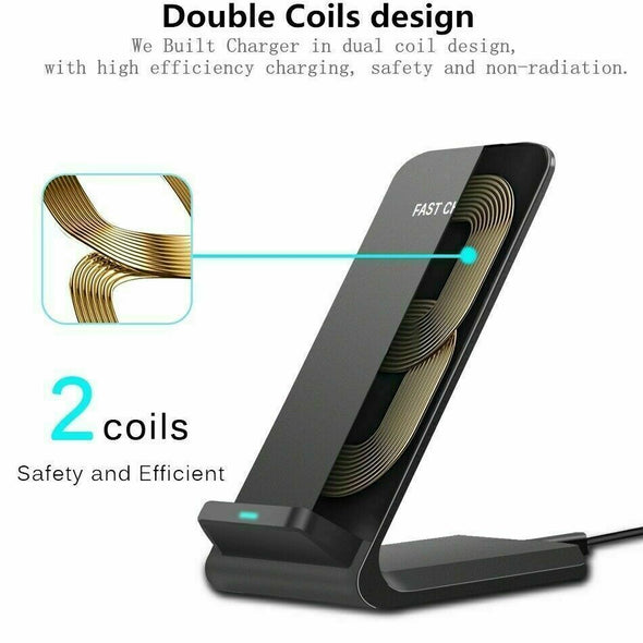 Qi Wireless Phone Charger Fast Charging Stand Dock for Samsung iPhone Universal