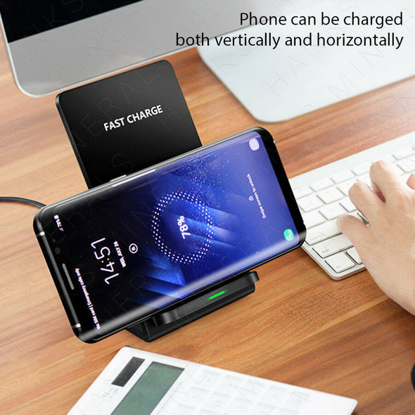 Qi Wireless Phone Charger Fast Charging Stand Dock for Samsung iPhone Universal