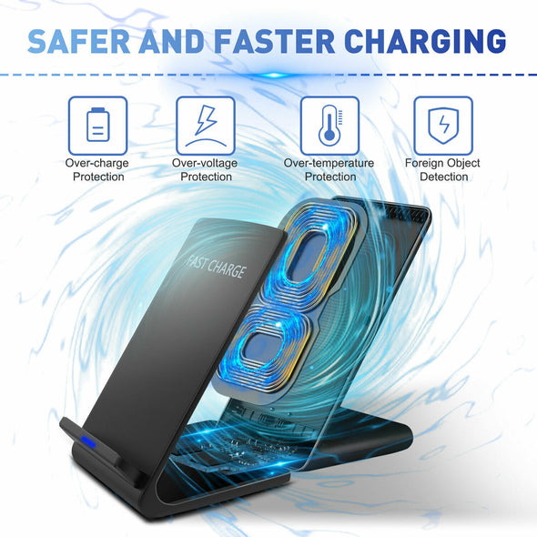 Qi Wireless Phone Charger Fast Charging Stand Dock for Samsung iPhone Universal