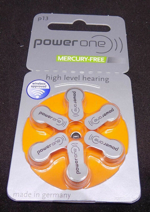 6 x Powerone Mercury Free Hearing Aid Batteries P13 13 Power one.