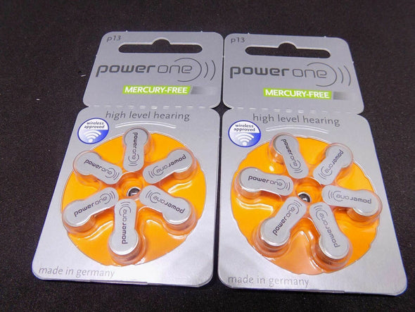 6 x Powerone Mercury Free Hearing Aid Batteries P13 13 Power one.