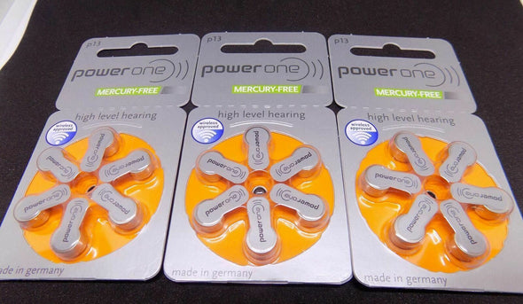 6 x Powerone Mercury Free Hearing Aid Batteries P13 13 Power one.