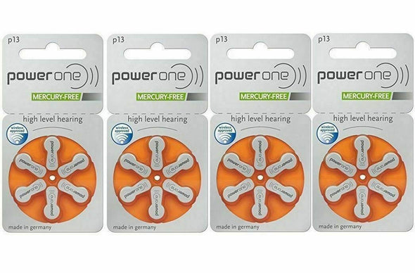 6 x Powerone Mercury Free Hearing Aid Batteries P13 13 Power one.