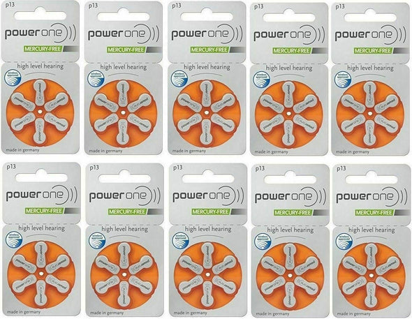 6 x Powerone Mercury Free Hearing Aid Batteries P13 13 Power one.