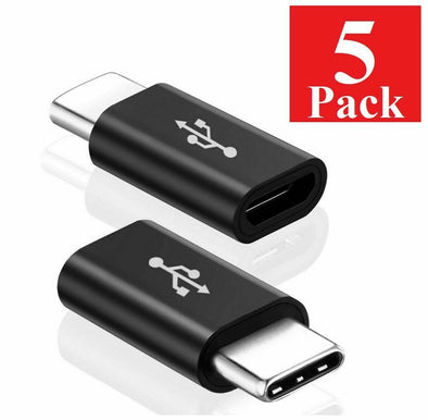 5 Pack Micro USB to Type C Adapter Converter Micro-B to USB-C Connector USA