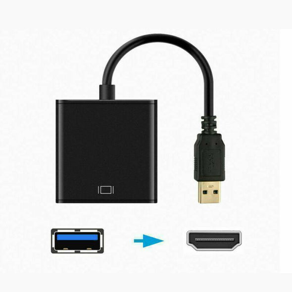 HD 1080P USB 3.0 to HDMI Video Cable Adapter PC Laptop HDTV LCD TV Converter BLK