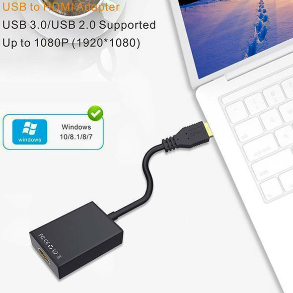 HD 1080P USB 3.0 to HDMI Video Cable Adapter PC Laptop HDTV LCD TV Converter BLK