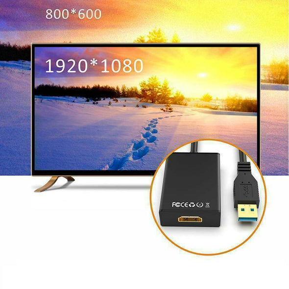 HD 1080P USB 3.0 to HDMI Video Cable Adapter PC Laptop HDTV LCD TV Converter BLK