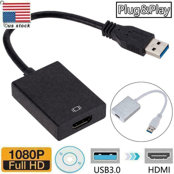 HD 1080P USB 3.0 to HDMI Video Cable Adapter For PC Laptop HDTV LCD TV Converter