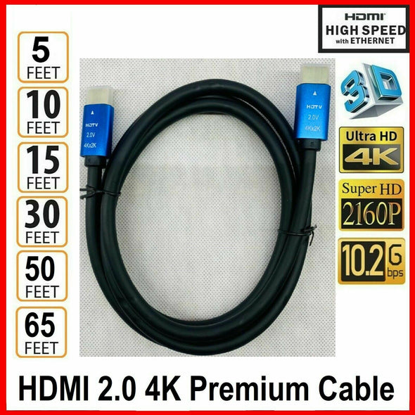 HDMI Cable 2.0 4K 3D HDTV PC Xbox ONE PS4 High Speed 5 10 16 33 50 65 FEET LOT