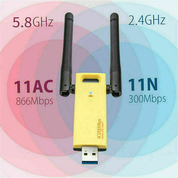 Lot 100 USB 3.0 1200Mbps Long Range AC1200 Dual Band 5GHz WiFi Adapter Antennas