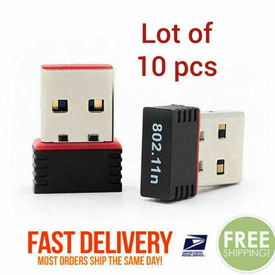 Lot of 10 Mini USB WiFi WLAN Wireless Network Adapter 802.11 Dongle RTL8188 WIN