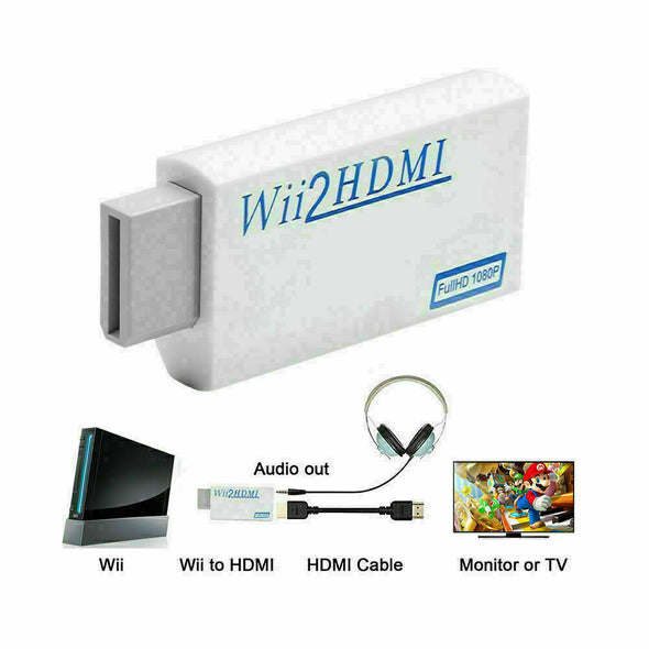 Portable Wii to HDMI Wii2HDMI Full HD Converter Audio Output Adapter TV WHITE