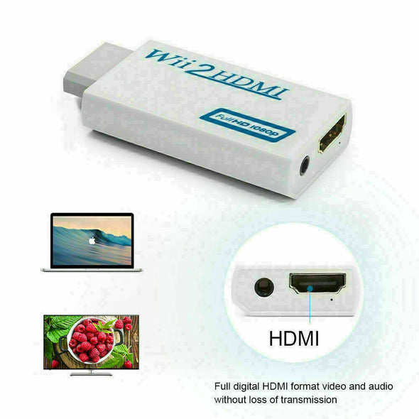 Portable Wii to HDMI Wii2HDMI Full HD Converter Audio Output Adapter TV WHITE