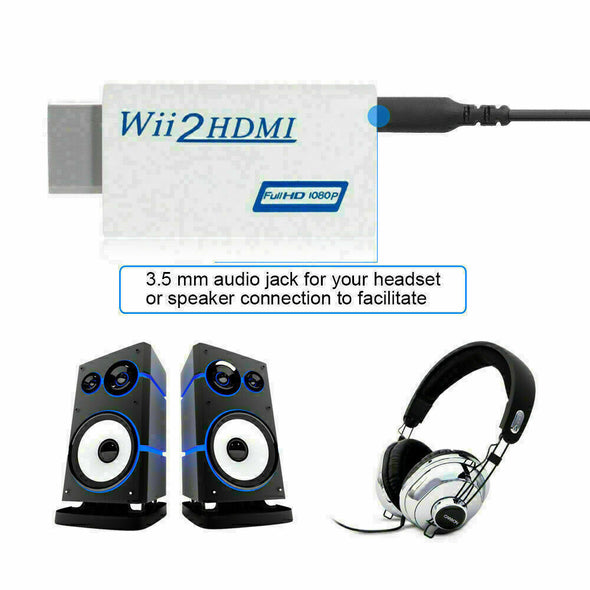 Portable Wii to HDMI Wii2HDMI Full HD Converter Audio Output Adapter TV WHITE