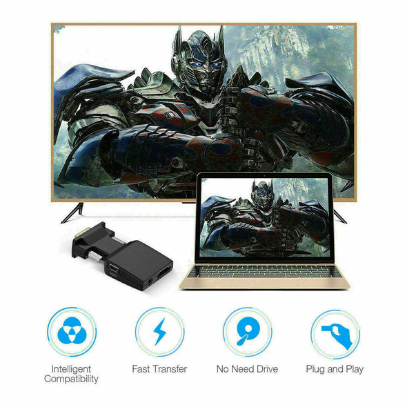 VGA To HDMI Adapter Full HD 1080P Audio Video Converter Laptop PC To TV HDTV AV