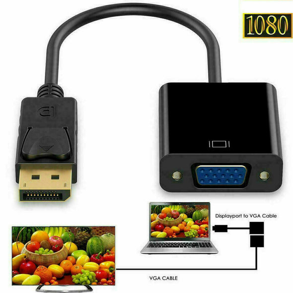 Display Port to VGA Adapter Cable cord 1080P for laptop desktop Gaming